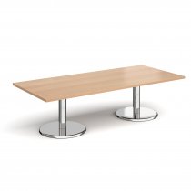 Rectangular Coffee Table | 1800 x 800mm | 490mm High | Beech | Round Chrome Base | Pisa