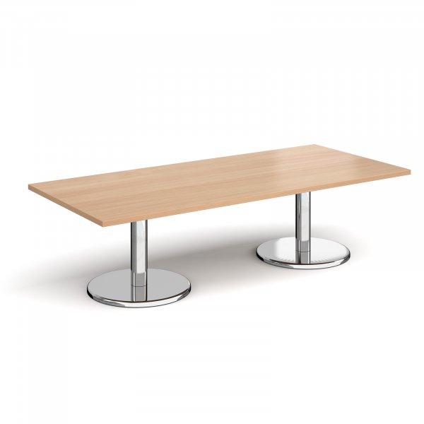 Rectangular Coffee Table | 1800 x 800mm | 490mm High | Beech | Round Chrome Base | Pisa