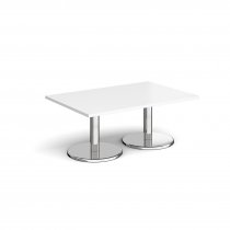 Rectangular Coffee Table | 1200 x 800mm | 490mm High | White | Round Chrome Base | Pisa