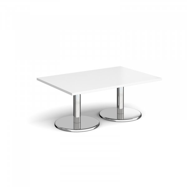 Rectangular Coffee Table | 1200 x 800mm | 490mm High | White | Round Chrome Base | Pisa