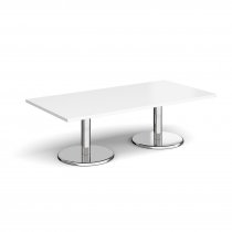 Rectangular Coffee Table | 1600 x 800mm | 490mm High | White | Round Chrome Base | Pisa