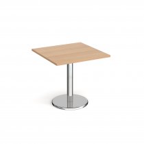 Square Café Table | 800 x 800mm | 725mm High | Beech | Round Chrome Base | Pisa