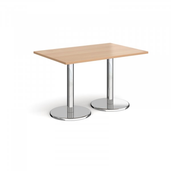 Rectangular Café Table | 1200 x 800mm | 725mm High | Beech | Round Chrome Base | Pisa