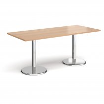 Rectangular Café Table | 1800 x 800mm | 725mm High | Beech | Round Chrome Base | Pisa