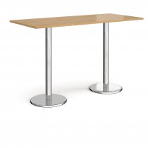 Rectangular Poseur Table | 1800 x 800mm | 1110mm High | Oak | Round Chrome Base | Pisa