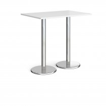 Rectangular Poseur Table | 1200 x 800mm | 1110mm High | White | Round Chrome Base | Pisa