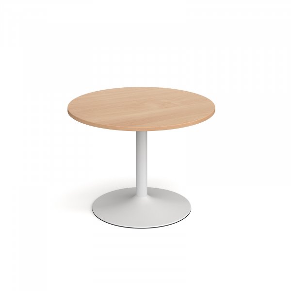 Circular Café Table | 1000 x 1000mm | 750mm High | Beech | White Trumpet Base | Genoa