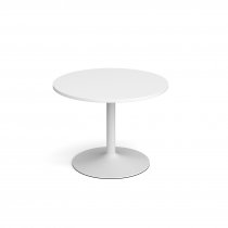 Circular Café Table | 1000 x 1000mm | 750mm High | White | White Trumpet Base | Genoa