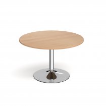 Circular Café Table | 1200 x 1200mm | 750mm High | Beech | Chrome Trumpet Base | Genoa