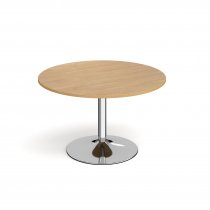 Circular Café Table | 1200 x 1200mm | 750mm High | Oak | Chrome Trumpet Base | Genoa