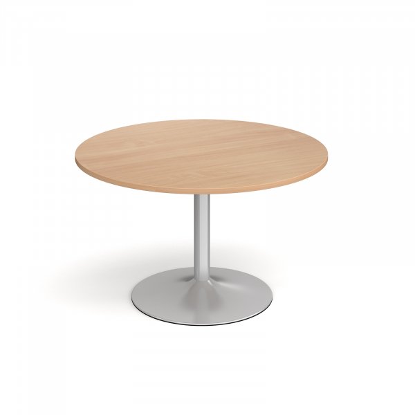 Circular Café Table | 1200 x 1200mm | 750mm High | Beech | Silver Trumpet Base | Genoa