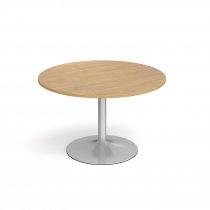 Circular Café Table | 1200 x 1200mm | 750mm High | Oak | Silver Trumpet Base | Genoa