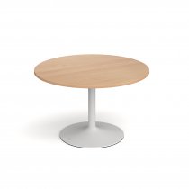 Circular Café Table | 1200 x 1200mm | 750mm High | Beech | White Trumpet Base | Genoa