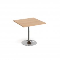 Square Café Table | 800 x 800mm | 750mm High | Beech | Chrome Trumpet Base | Genoa