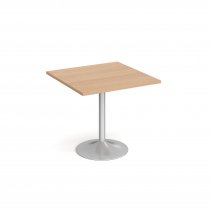 Square Café Table | 800 x 800mm | 750mm High | Beech | Silver Trumpet Base | Genoa