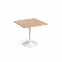 Square Café Table | 800 x 800mm | 750mm High | Beech | White Trumpet Base | Genoa