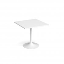 Square Café Table | 800 x 800mm | 750mm High | White | White Trumpet Base | Genoa