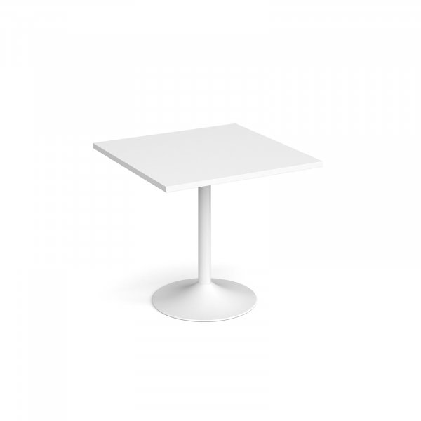 Square Café Table | 800 x 800mm | 750mm High | White | White Trumpet Base | Genoa