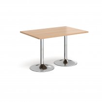 Rectangular Café Table | 1200 x 800mm | 725mm High | Beech | Chrome Trumpet Base | Genoa