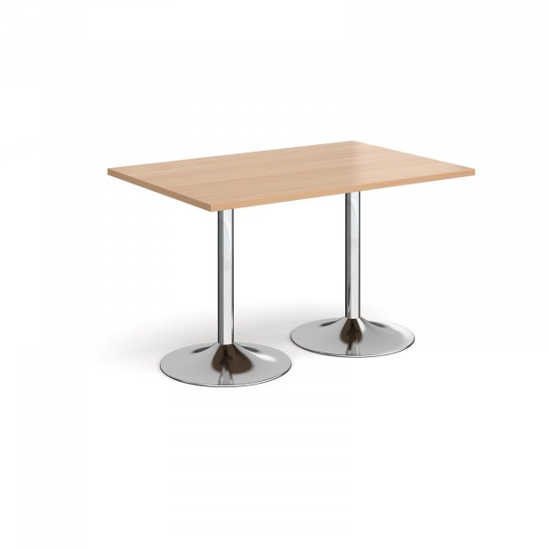 Rectangular Café Table | 1200 x 800mm | 725mm High | Beech | Chrome Trumpet Base | Genoa