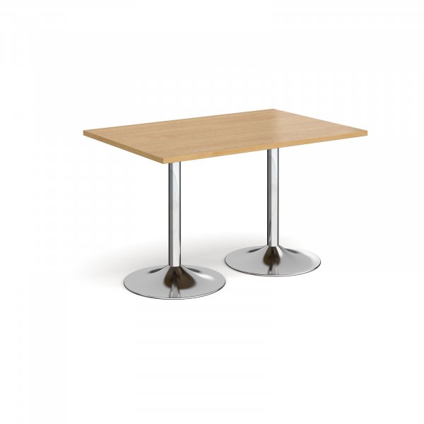 Rectangular Café Table | 1200 x 800mm | 725mm High | Oak | Chrome Trumpet Base | Genoa