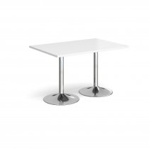 Rectangular Café Table | 1200 x 800mm | 725mm High | White | Chrome Trumpet Base | Genoa