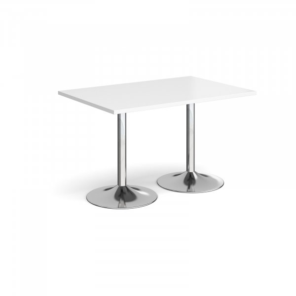 Rectangular Café Table | 1200 x 800mm | 725mm High | White | Chrome Trumpet Base | Genoa