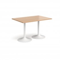 Rectangular Café Table | 1200 x 800mm | 725mm High | Beech | White Trumpet Base | Genoa