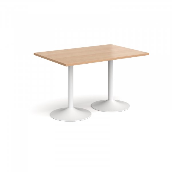 Rectangular Café Table | 1200 x 800mm | 725mm High | Beech | White Trumpet Base | Genoa