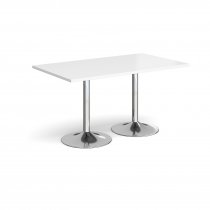 Rectangular Café Table | 1400 x 800mm | 725mm High | White | Chrome Trumpet Base | Genoa