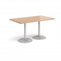 Rectangular Café Table | 1400 x 800mm | 725mm High | Beech | Silver Trumpet Base | Genoa