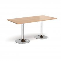 Rectangular Café Table | 1600 x 800mm | 725mm High | Beech | Chrome Trumpet Base | Genoa