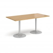 Rectangular Café Table | 1600 x 800mm | 725mm High | Oak | Silver Trumpet Base | Genoa