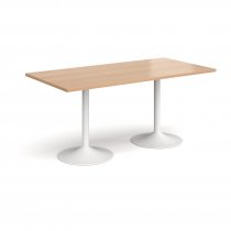 Rectangular Café Table | 1600 x 800mm | 725mm High | Beech | White Trumpet Base | Genoa