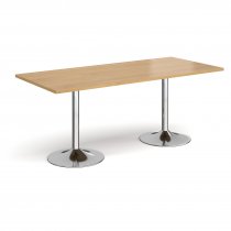 Rectangular Café Table | 1800 x 800mm | 725mm High | Oak | Chrome Trumpet Base | Genoa