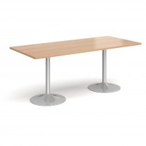 Rectangular Café Table | 1800 x 800mm | 725mm High | Beech | Silver Trumpet Base | Genoa