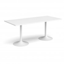 Rectangular Café Table | 1800 x 800mm | 725mm High | White | White Trumpet Base | Genoa