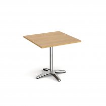 Square Café Table | 800 x 800mm | 725mm High | Oak | Chrome Pedestal Base | Roma