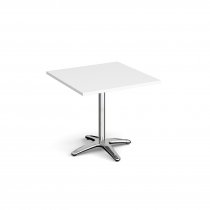 Square Café Table | 800 x 800mm | 725mm High | White | Chrome Pedestal Base | Roma