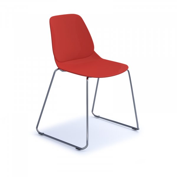 Multi Purpose Plastic Chair | Sled Base | Chrome Frame | Red | Strut