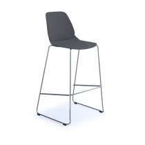 Multi Purpose Plastic Stool | Sled Base | Chrome Frame | Grey | Strut