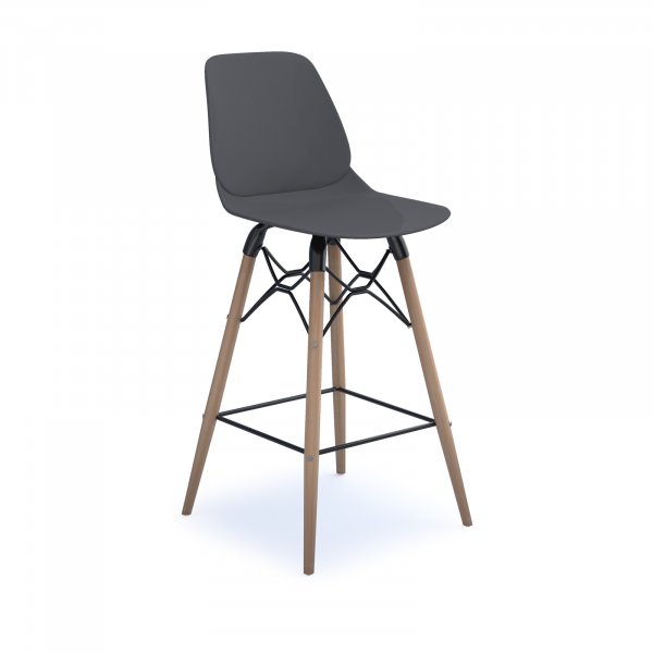 Multi Purpose Plastic Stool | Straight Leg | Oak Frame | Grey | Strut