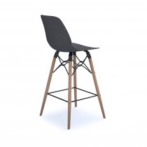 Multi Purpose Plastic Stool | Straight Leg | Oak Frame | Grey | Strut