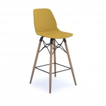 Multi Purpose Plastic Stool | Straight Leg | Oak Frame | Mustard | Strut