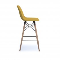 Multi Purpose Plastic Stool | Straight Leg | Oak Frame | Mustard | Strut