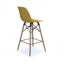 Multi Purpose Plastic Stool | Straight Leg | Oak Frame | Mustard | Strut