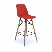 Multi Purpose Plastic Stool | Straight Leg | Oak Frame | Red | Strut