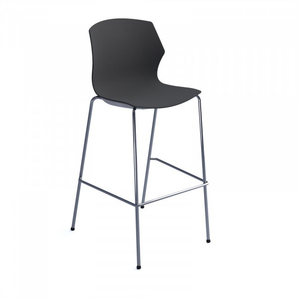 High Stool | No Arms | Chrome Legs | Charcoal Grey | Roscoe