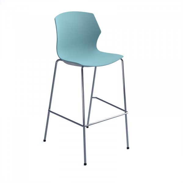 High Stool | No Arms | Chrome Legs | Ice Blue | Roscoe