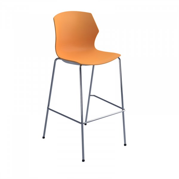 High Stool | No Arms | Chrome Legs | Warm Yellow | Roscoe